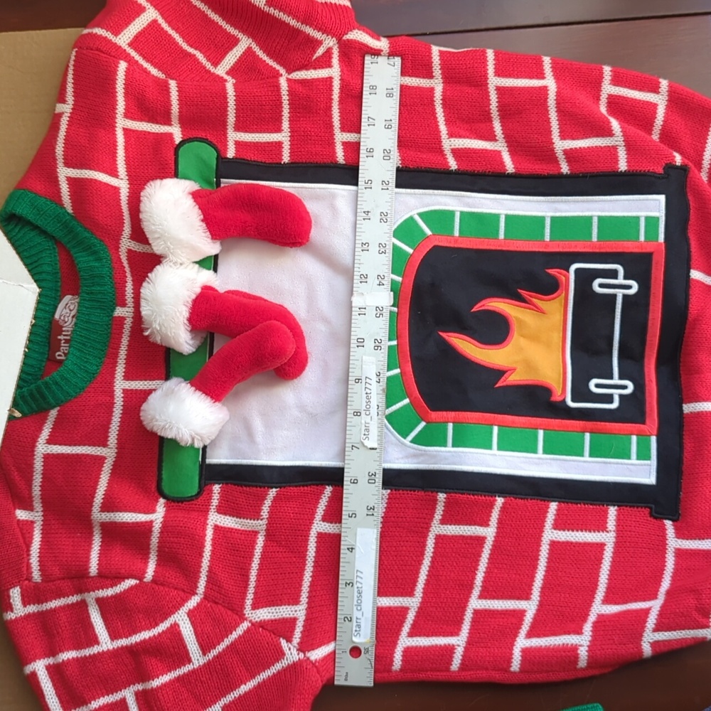 Party Time Red Christmas Sweater Women's Medium/Large Roomie Stretchy Pullover View 4